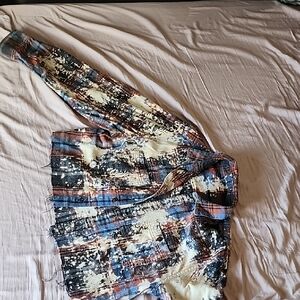 Vintage Cropped Distressed Flannel Top